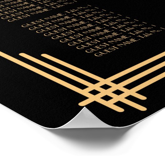 Art Deco Zwarte Alfabetische Trouw Stoelen Chart Poster (Hoek)