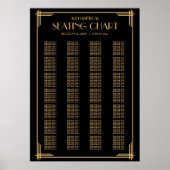 Art Deco Zwarte Alfabetische Trouw Stoelen Chart Poster (Voorkant)