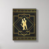 Art Deco zwarte en gouden flapper jaren '20 Canvas Afdruk (Voorkant)