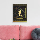 Art Deco zwarte en gouden flapper jaren '20 Canvas Afdruk (Insitu (Woonkamer))