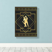 Art Deco zwarte en gouden flapper jaren '20 Canvas Afdruk (Insitu (Houten vloer))