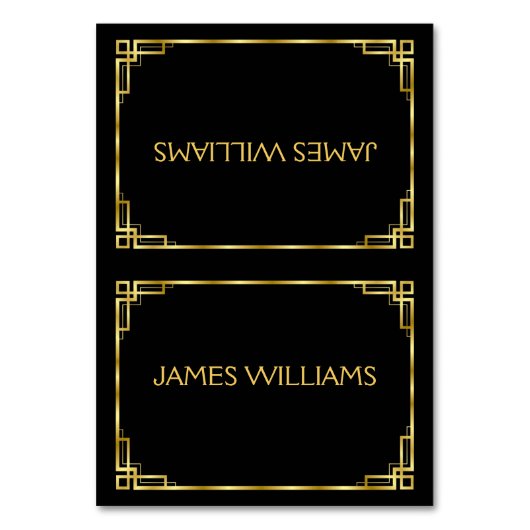 Art Deco Zwarte En Gouden Plaatskaartjes Kaart (Voorkant)