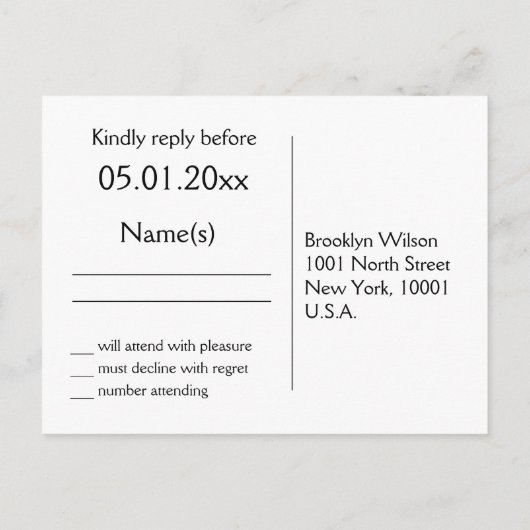 Art Deco Zwarte En Gouden RSVP-briefkaarten Voor T Uitnodiging Briefkaart (Achterkant)