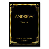 Art Deco Zwarte en Gouden Trouwtafelkaarten Kaart (Voorkant)
