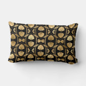 Art Deco Zwarte en Gouden Ventilator Lage Rug Kuss Kussen (Achterkant)