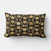 Art Deco Zwarte en Gouden Ventilator Lage Rug Kuss Kussen (Voorkant)