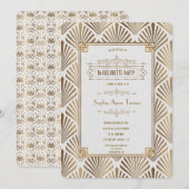Art Deco Zwarte Gatsby Jaren 20 Bachelorette Feest Kaart (Voorkant / Achterkant)