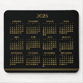 Art Deco Zwarte Gouden Jaarkalender 2025 Muismat