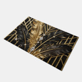 Art Deco Zwarte Gouden Veren Deurmat (Schuin)