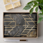 Art Deco Zwarte Gouden Veren Tissuepapier (Geschenk)