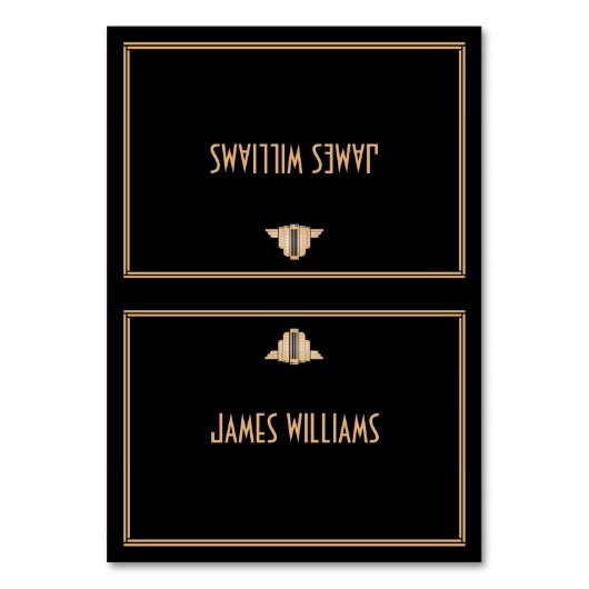 Art Deco Zwarte Great Gatsby Plaatskaartjes Kaart (Voorkant)