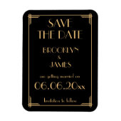 Art Deco zwarte huwelijksaandenken Save The Date-m Magneet (Verticaal)