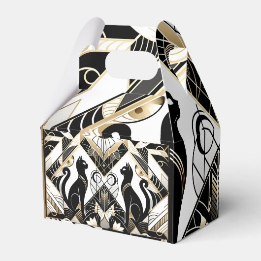 Art Deco Zwarte Katten Bedankdoosjes (Achterkant)