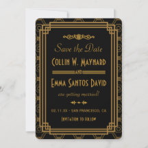 Art Deco Zwarte Save The Dates