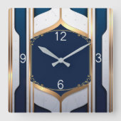 Art Decomonblauw en goud Vierkante Klok (Voorkant)