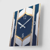 Art Decomonblauw en goud Vierkante Klok (Hoek)