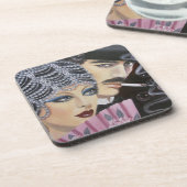 art-decopaar bier onderzetter (Linkerzijde)