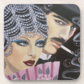 art-decopaar bier onderzetter (Voorkant)