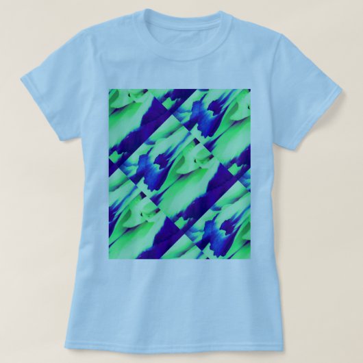 Art decor blauw crème patroon t-shirt (Design voorkant)