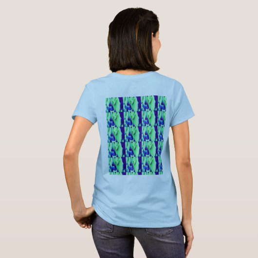 Art decor blauw crème patroon t-shirt (Achterkant volledig)
