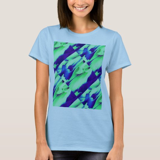 Art decor blauw crème patroon t-shirt (Voorkant)