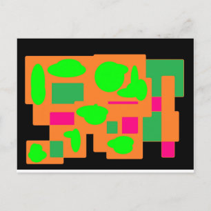 Art decor blok kleuren roze groen zwart briefkaart