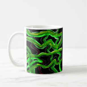 Art decor groene aarde op zwart met motief koffiemok