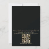 Art Decor Hek Goud Zwart Luxe QR Code Trouwen Kaart (Achterkant)