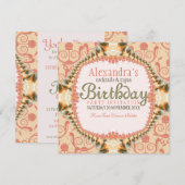 Art Decor & Lace Verjaardag Cocktail Party Uitnodi Kaart (Voorkant / Achterkant)