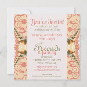 Art Decor & Lace Verjaardag Cocktail Party Uitnodi Kaart (Achterkant)