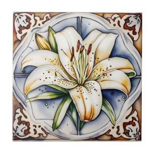 Art Decor Lelie antiek  keramische tegels Tegeltje
