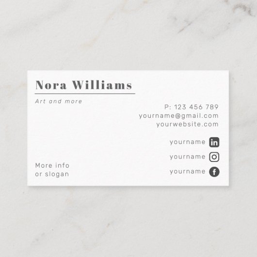 Art design artist designer foto Visitekaartje (Achterkant)