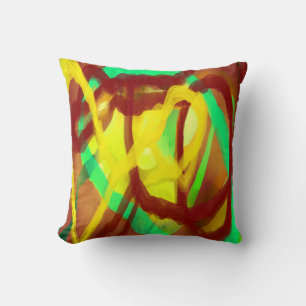 Art design bruin geel groen crossover patroon kussen