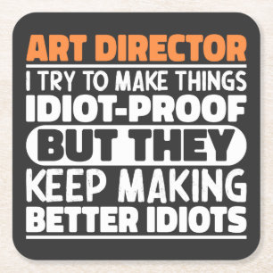 Art Director Ik probeer dingen grappig te maken Kartonnen Onderzetters