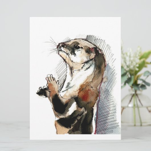 Art Drawing Otter | Cute Otter Gifts (Staand voorkant)
