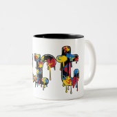 Art Dripping Paint School en docenten Tweekleurige Koffiemok (Voorkant rechts)