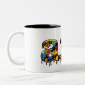 Art Dripping Paint School en docenten Tweekleurige Koffiemok (Links)