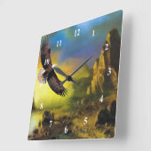Art Eagle Soaring Wall Clock Vierkante Klok (Hoek)