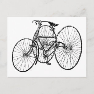 art Early Bicycle Tricycle Steampunk Briefkaart