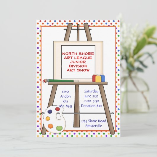 Art Easel Invitation. Kaart (Staand voorkant)