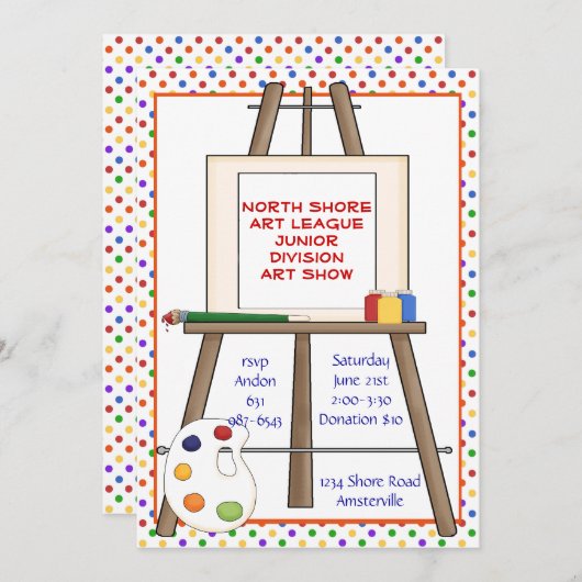 Art Easel Invitation. Kaart (Voorkant / Achterkant)