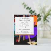 Art Easel Painting Party Invitation Kaart (Staand voorkant)