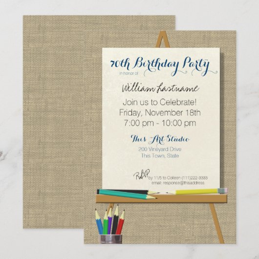 Art Easel Tekenfeest Kaart (Voorkant / Achterkant)