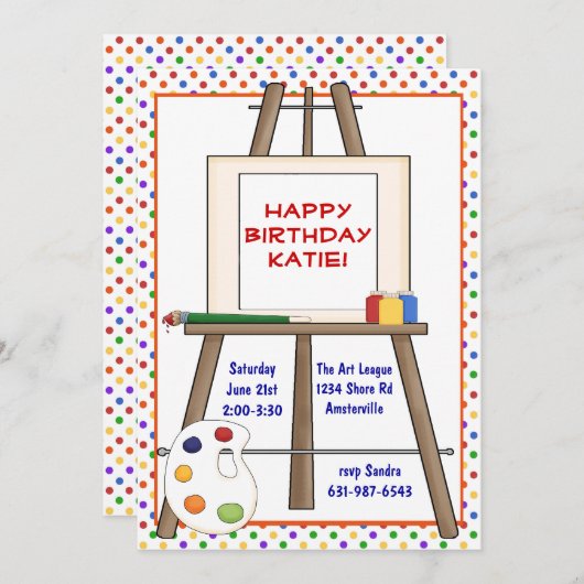 Art Easel Uitnodiging (Voorkant / Achterkant)