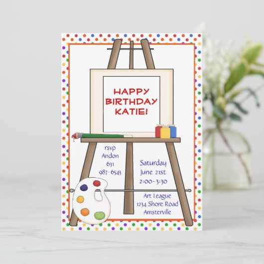 Art Easel Uitnodiging (Staand voorkant)