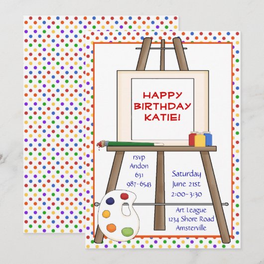 Art Easel Uitnodiging (Voorkant / Achterkant)