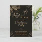 Art Eat Drink Be Merry kerstfeest Kaart (Staand voorkant)