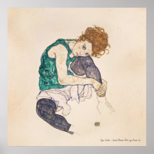 ART, EGON SCHIELE SEATED WOMAN WITH LEGS PULLED UP POSTER (Voorkant)