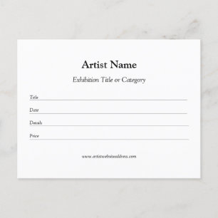 Art Exhibition Label Sjabloon voor artiesten Briefkaart
