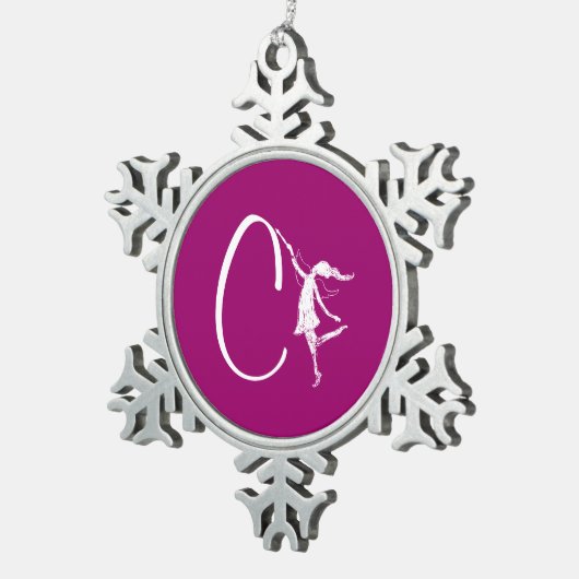 Art Fairy Initiaal: C Tin Sneeuwvlok Ornament (Rechts)